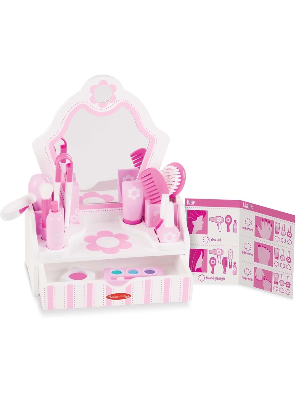 Melissa & Doug Pink and White Pretend Vanity Play Set with Mirror
